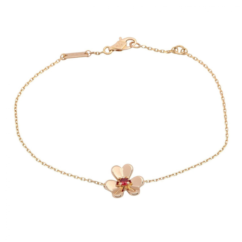 VAN CLEEF & ARPELS 18k Gold Ruby Charm Bracelet